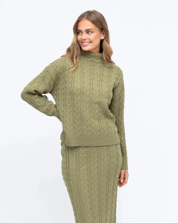 CABLE KNIT CO-ORD MIDI SKIRT