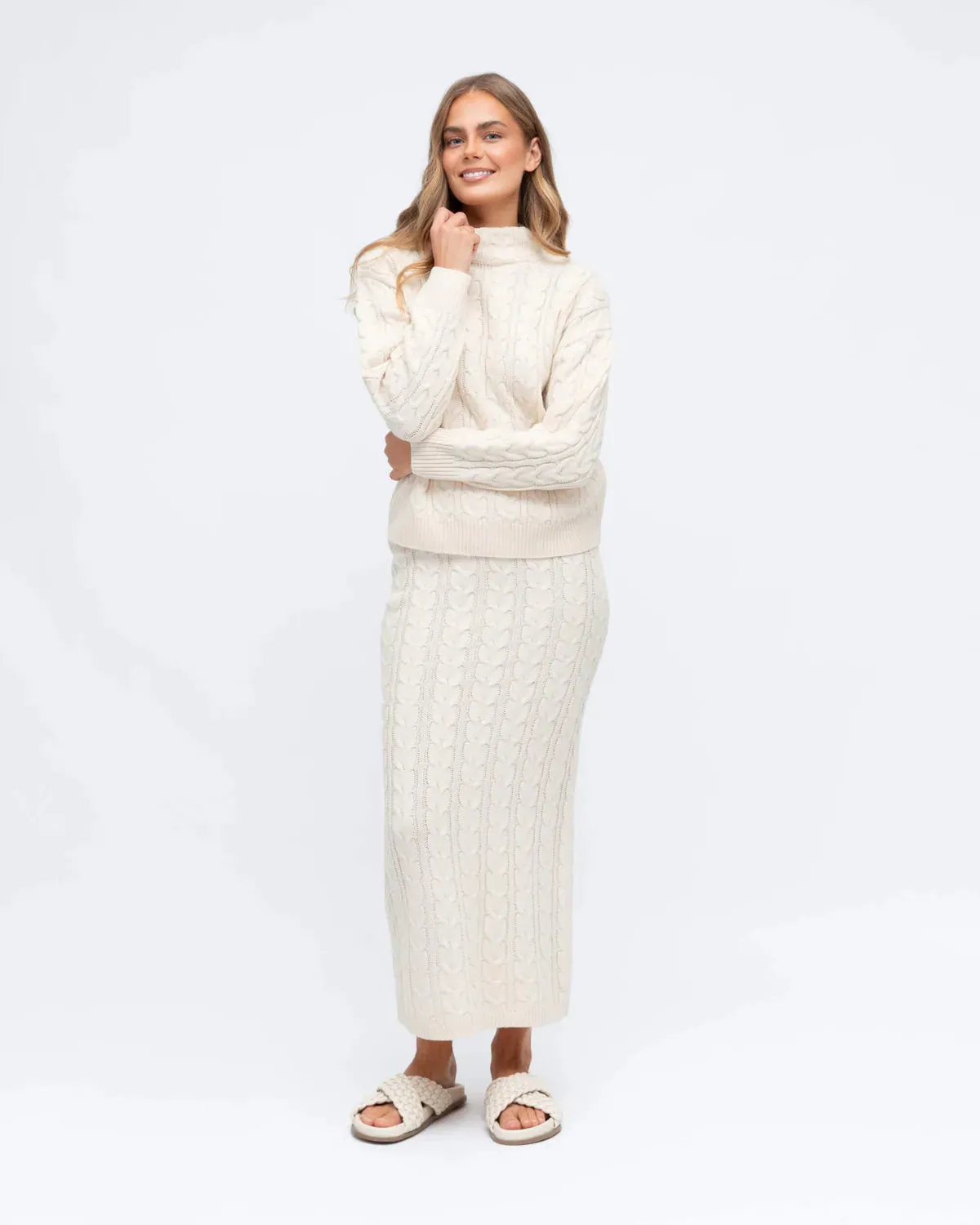 CABLE KNIT CO-ORD MIDI SKIRT