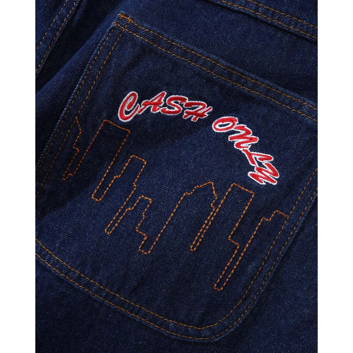 Cash Only - Logo Baggy Denim Jeans Raw Indigo