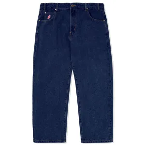 Cash Only - Logo Baggy Denim Jeans Raw Indigo