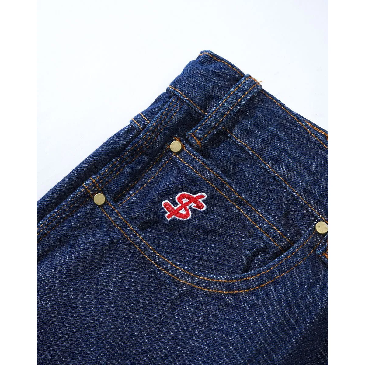 Cash Only - Logo Baggy Denim Jeans Raw Indigo