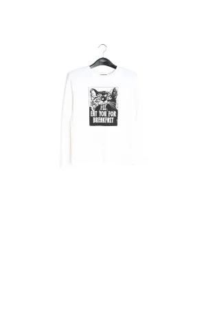 Cat print sleeve t-shirt