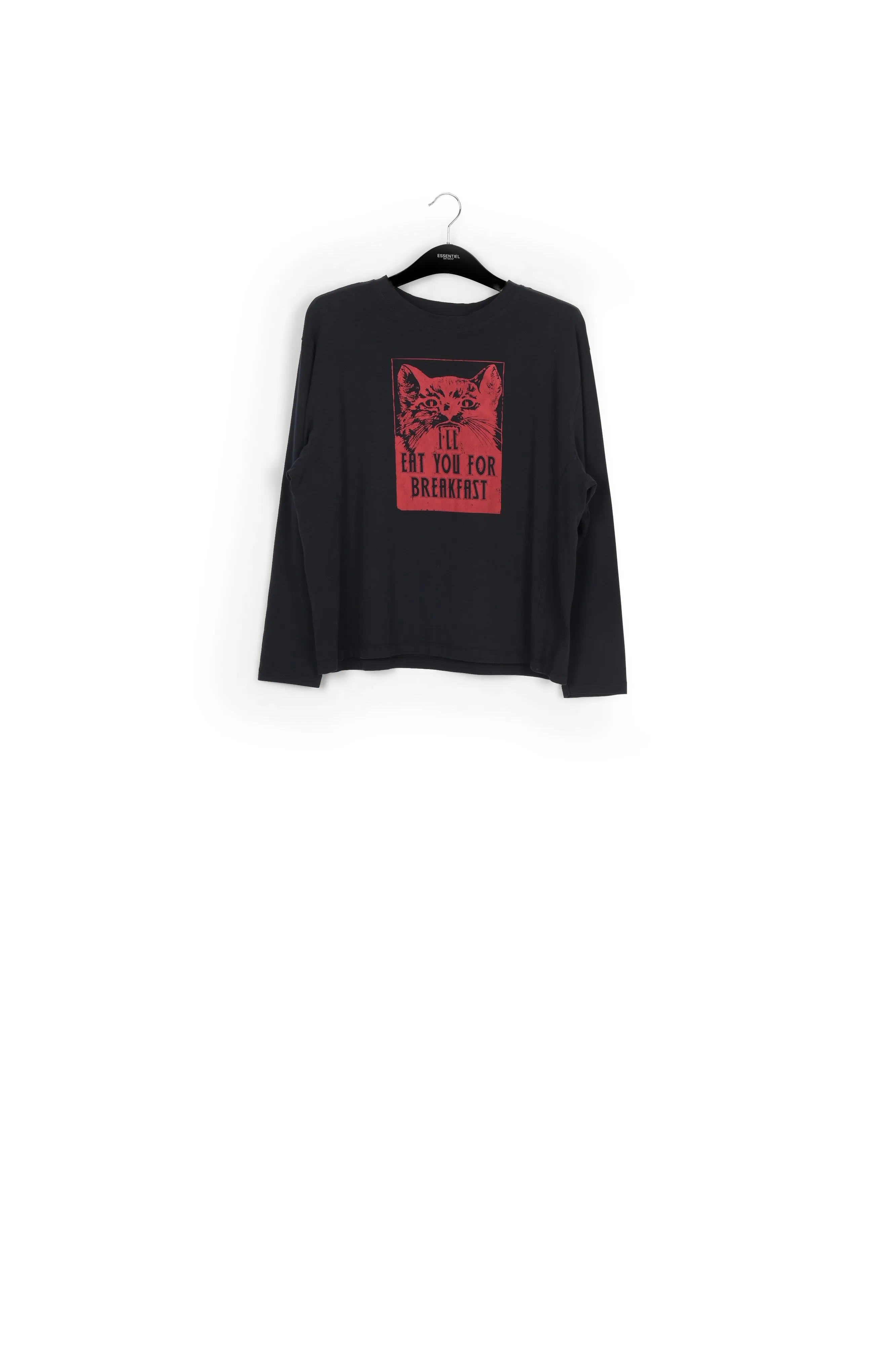 Cat print sleeve t-shirt