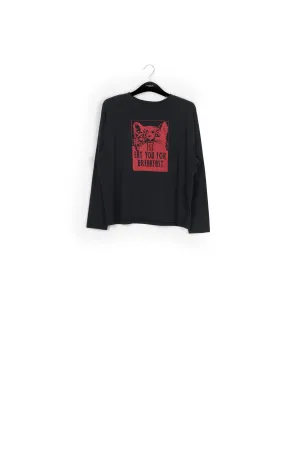 Cat print sleeve t-shirt