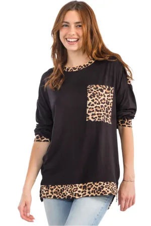 Celeste Leopard Round Neck Dropped Shoulder T-Shirt