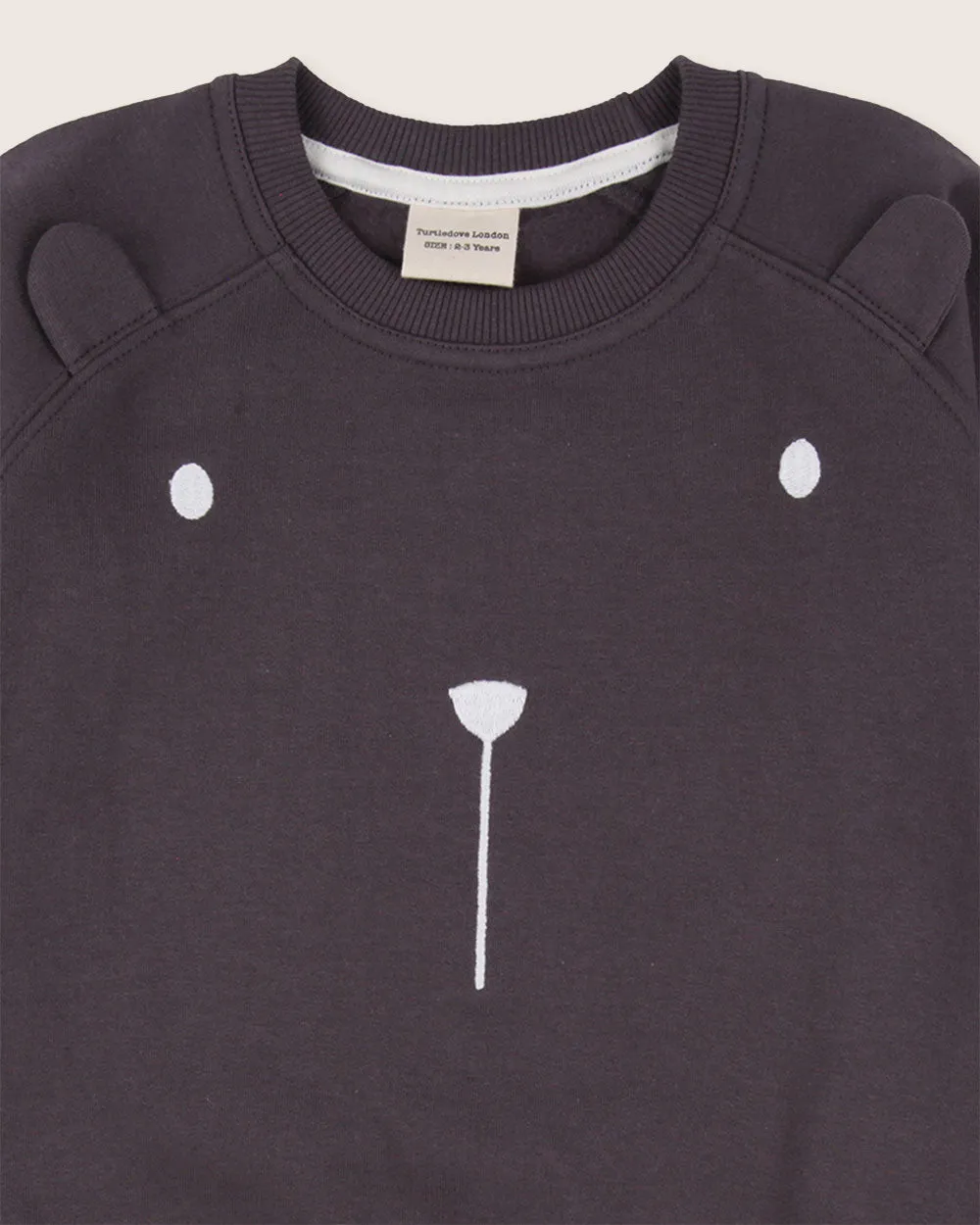 Charcoal Grey Bear Face Print Sweatshirt