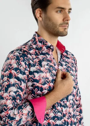 Claudio Lugli Mens Flamingo's Shirt Navy