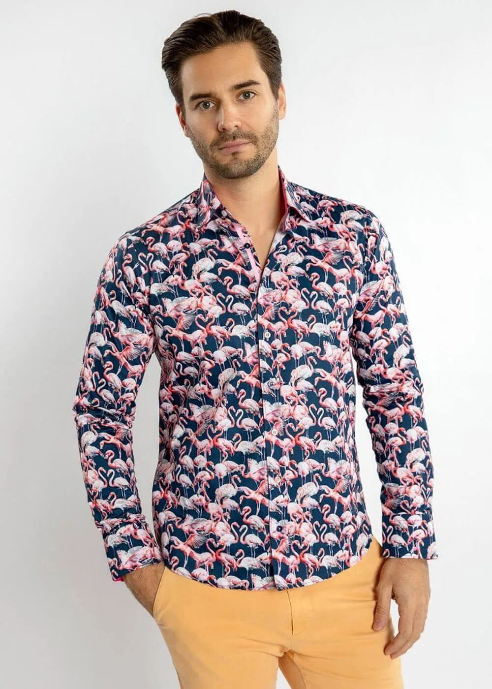 Claudio Lugli Mens Flamingo's Shirt Navy