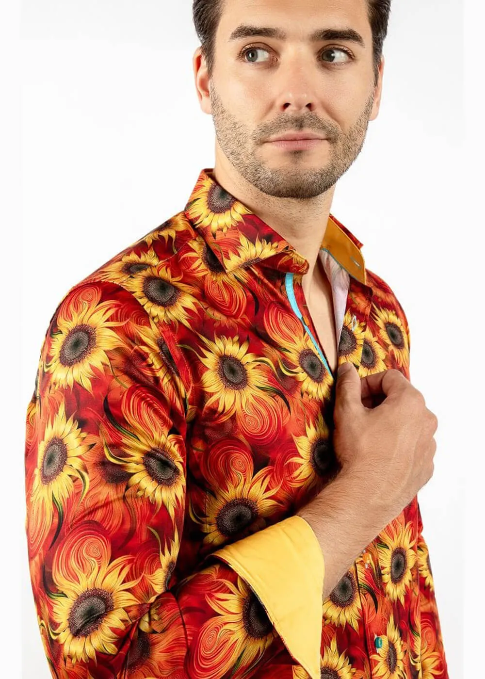 Claudio Lugli Mens Sunflower Shirt Orange