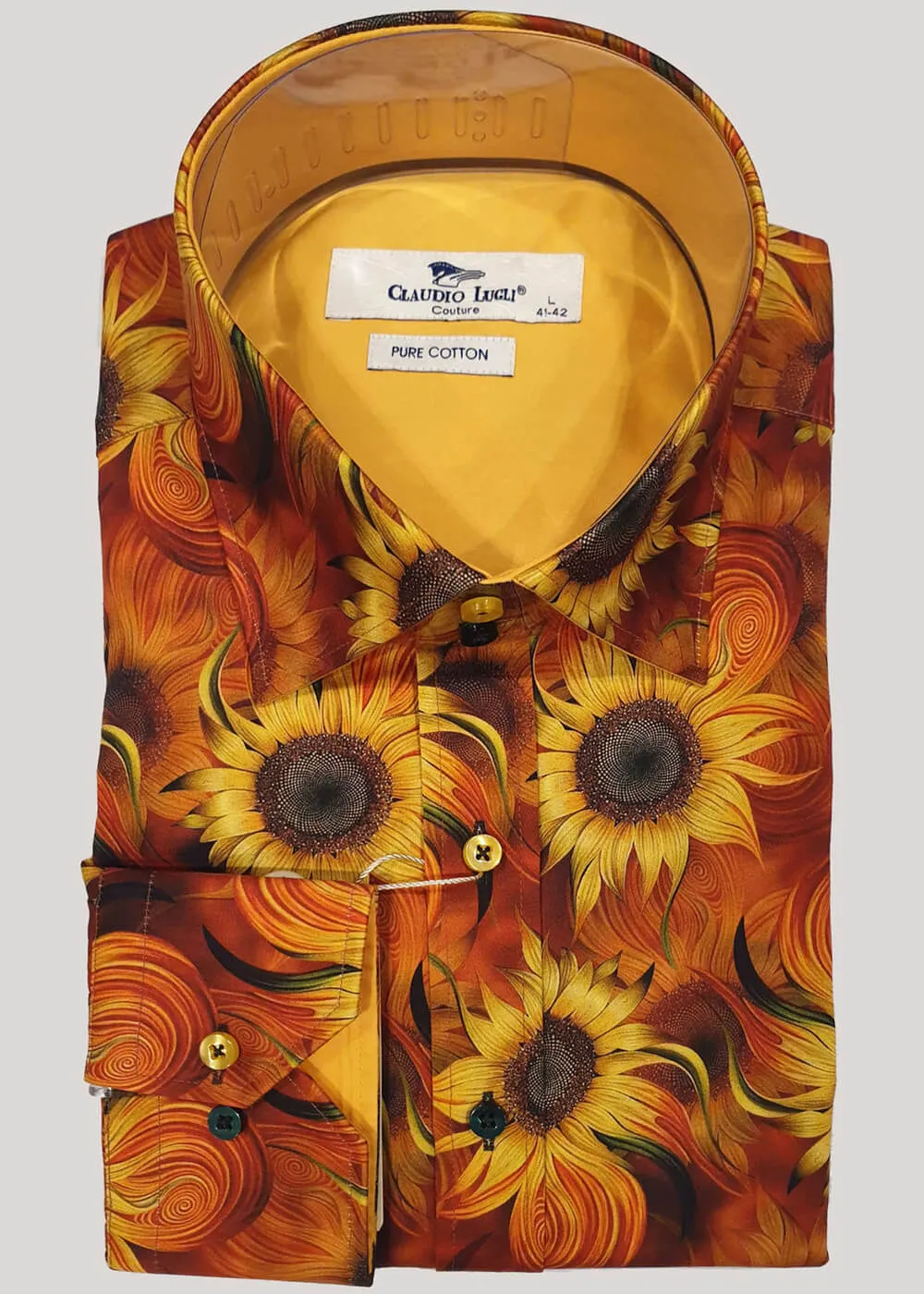 Claudio Lugli Mens Sunflower Shirt Orange