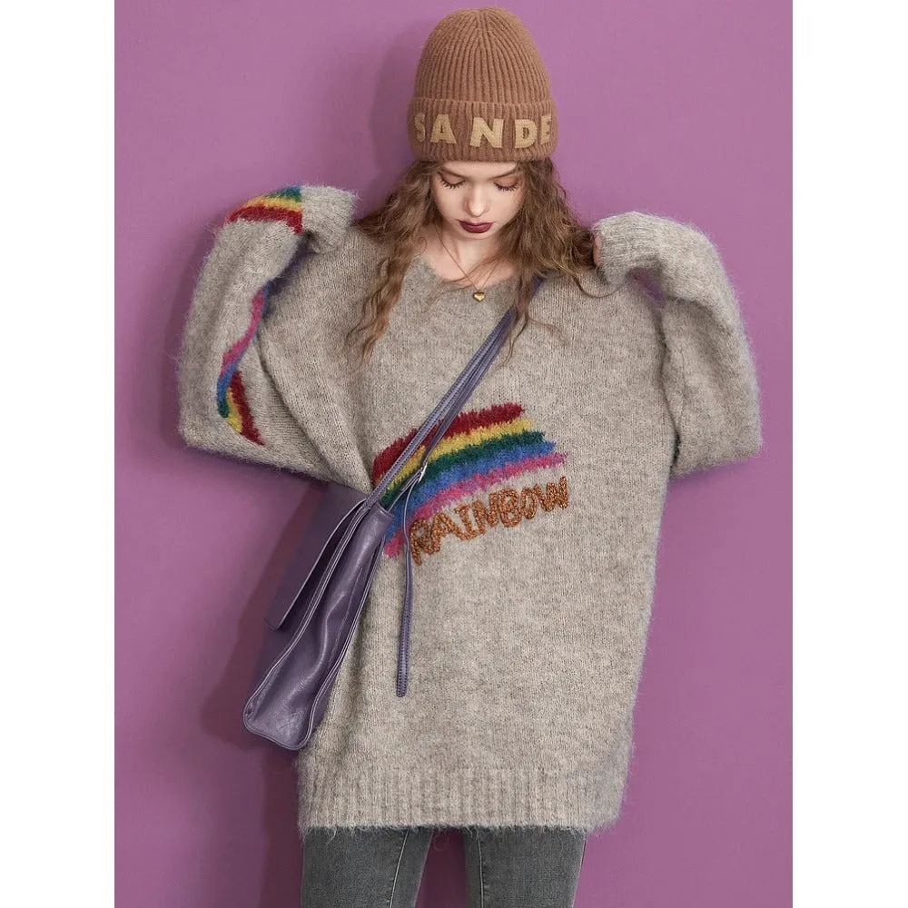 Colorful Rainbow Loose Sweater for Women