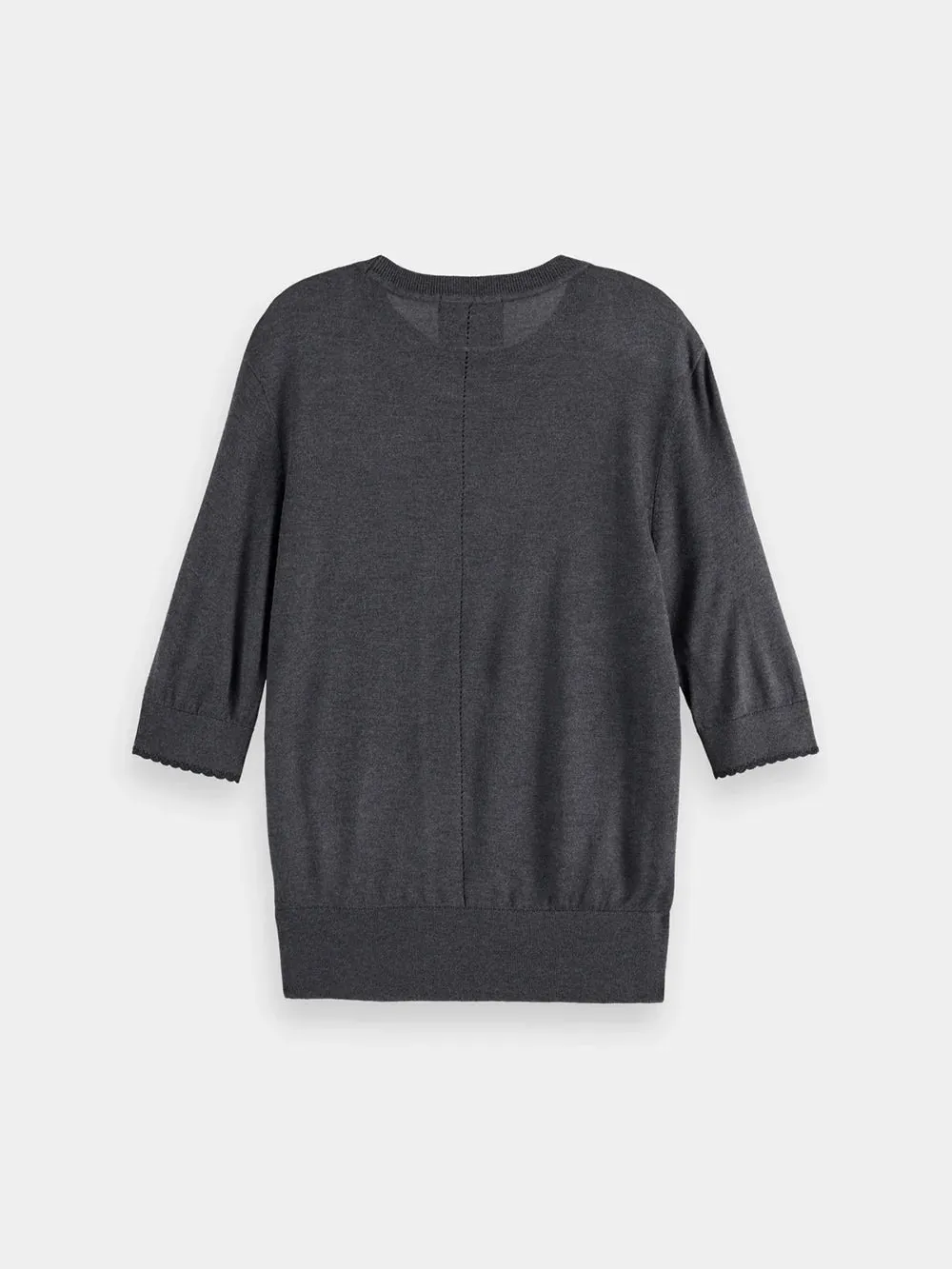 Crew Neck Short Sleeved Pullover | Charcoal Melange