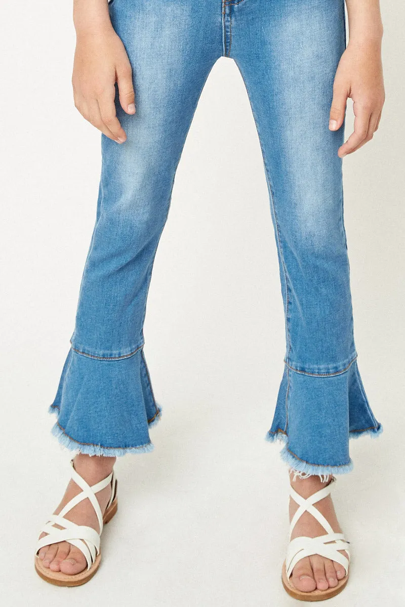 Cropped Frill Flare Jeans