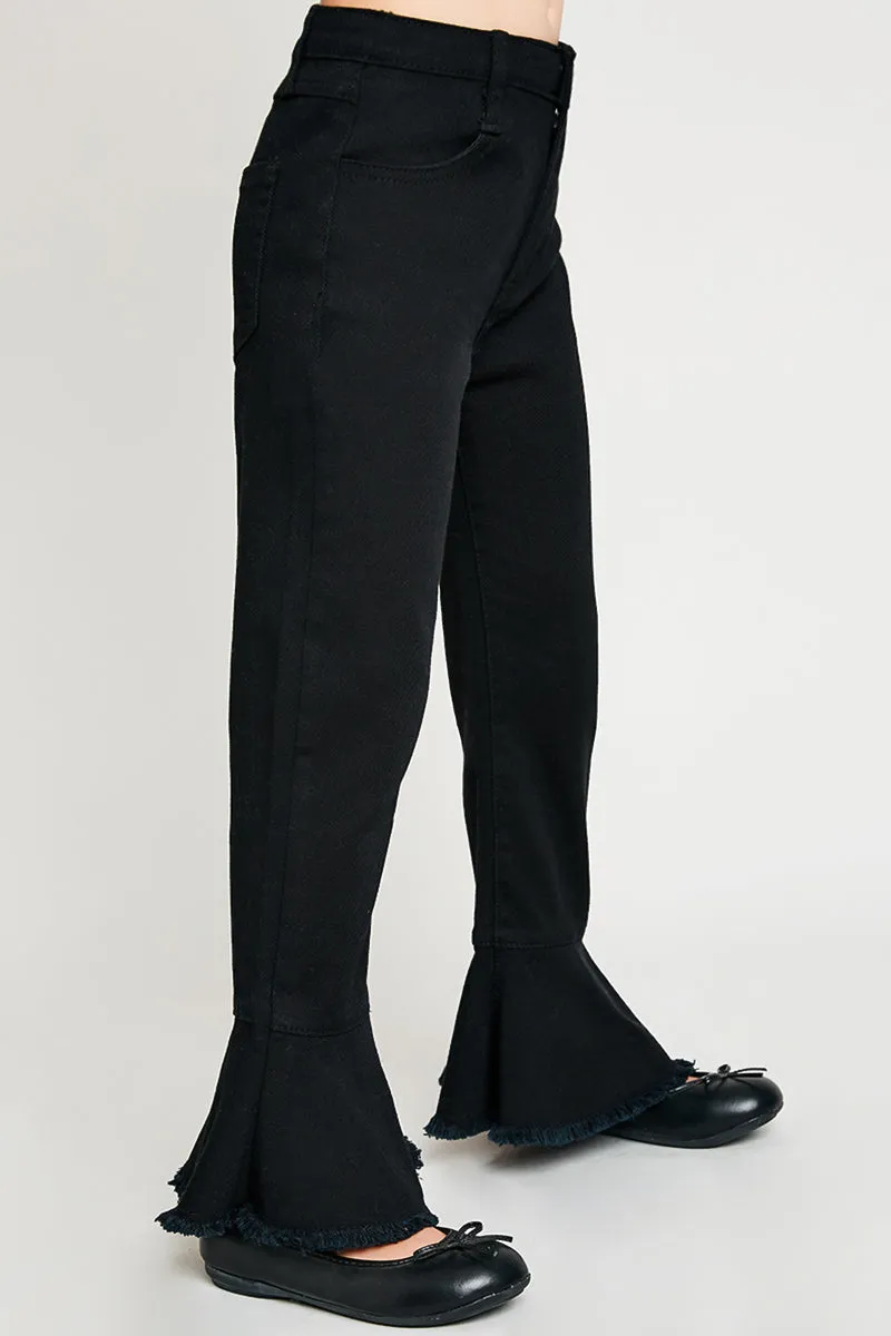 Cropped Frill Flare Jeans