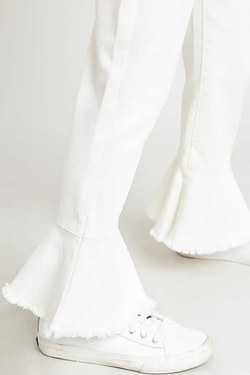 Cropped Frill Flare Jeans