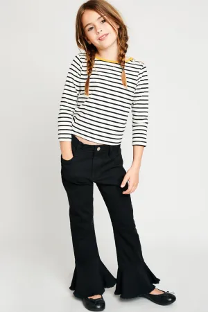 Cropped Frill Flare Jeans