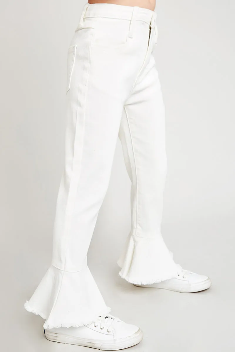 Cropped Frill Flare Jeans