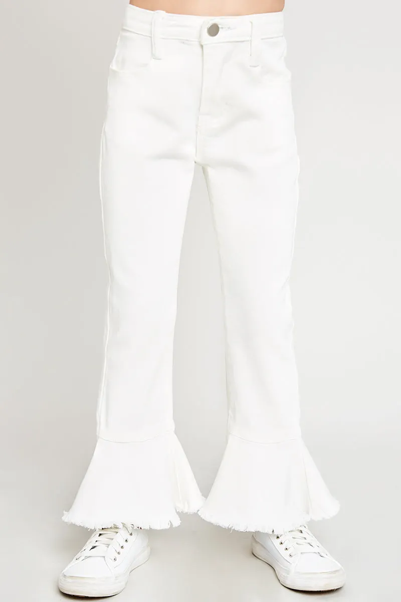 Cropped Frill Flare Jeans