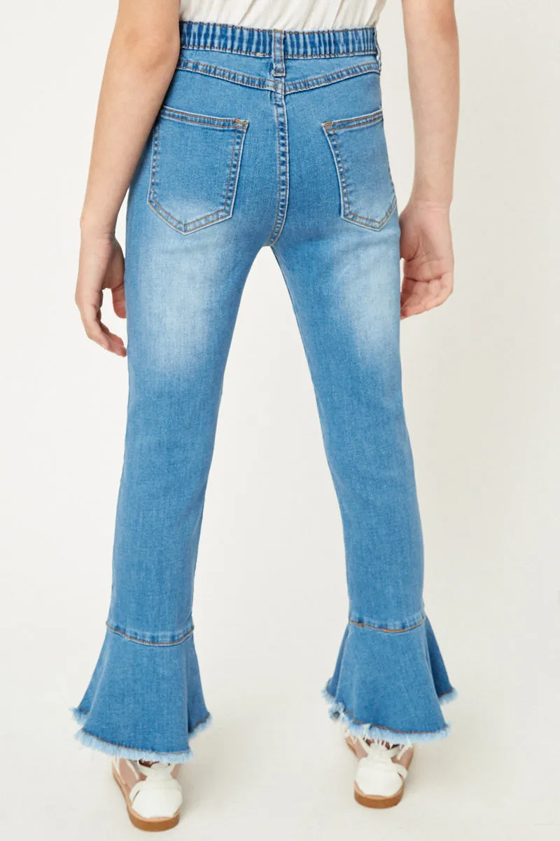 Cropped Frill Flare Jeans