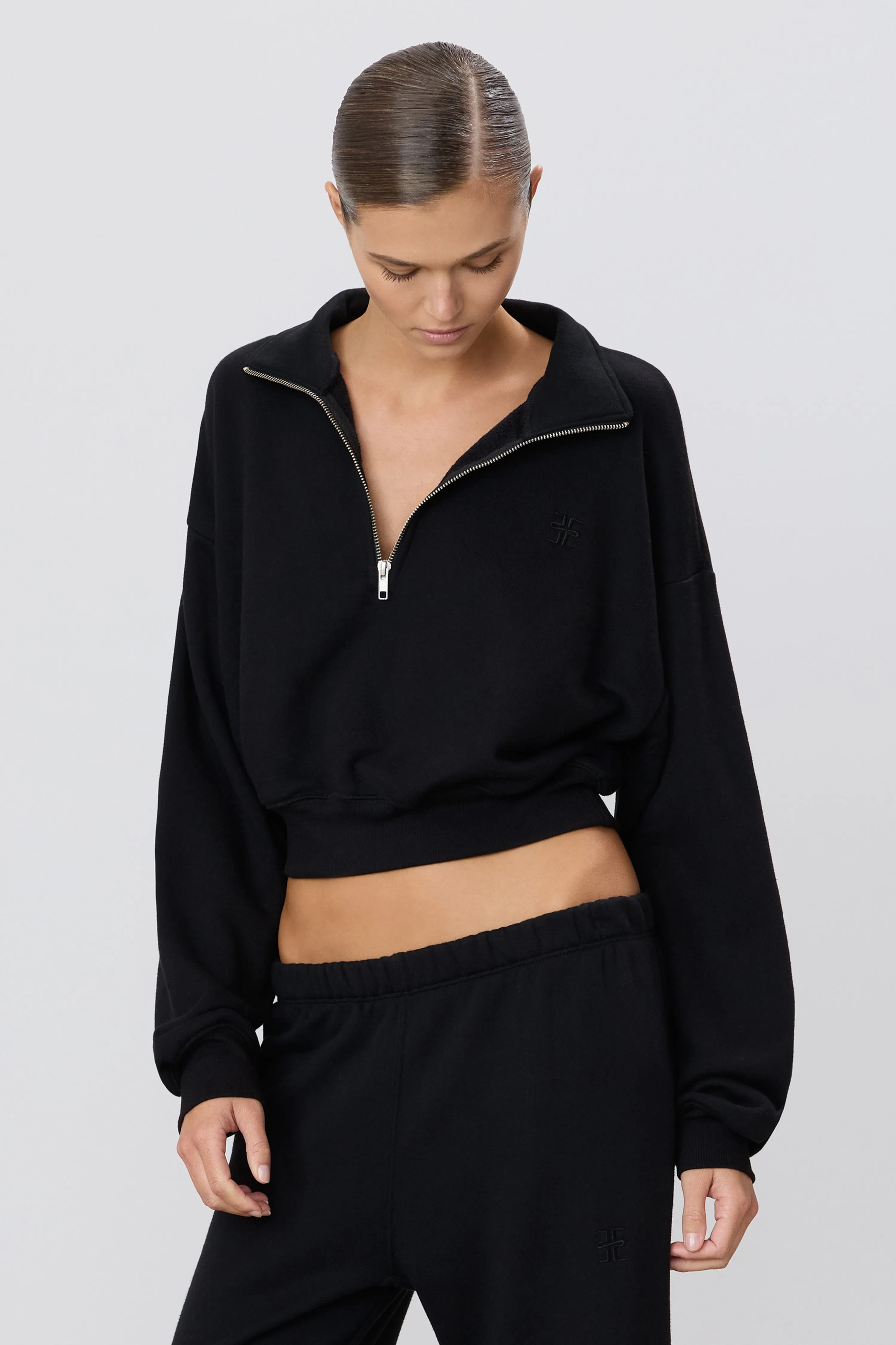 Cropped Half-Zip Sweatshirt