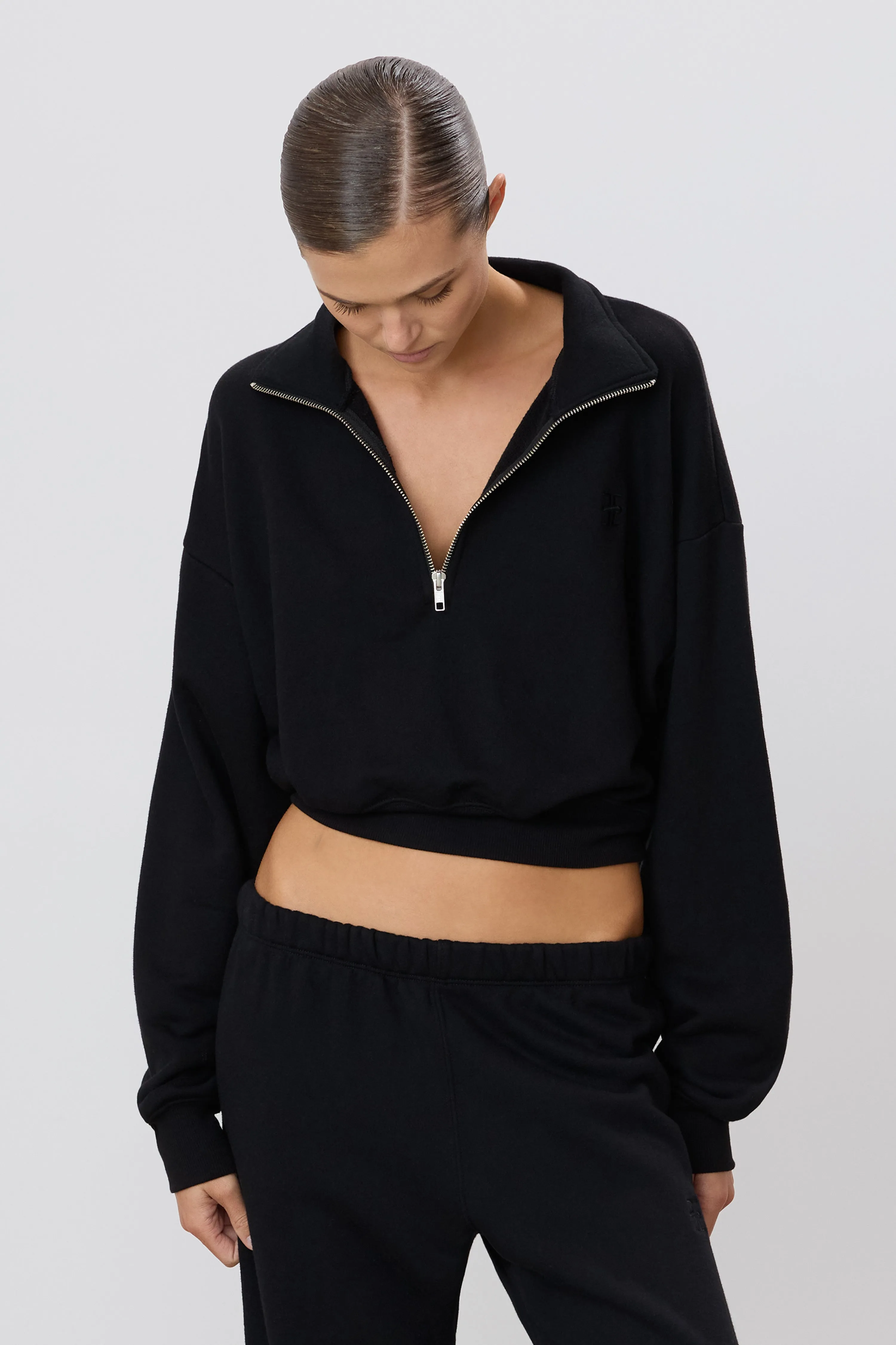 Cropped Half-Zip Sweatshirt