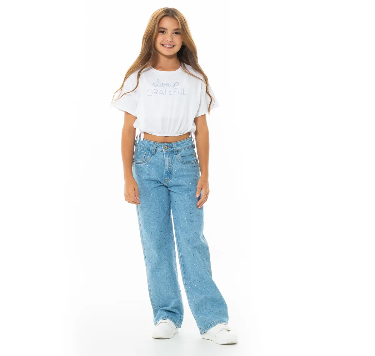 CROPPED T-SHIRT WITH ELASTIC WAISTBAND FOR GIRLS