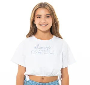 CROPPED T-SHIRT WITH ELASTIC WAISTBAND FOR GIRLS