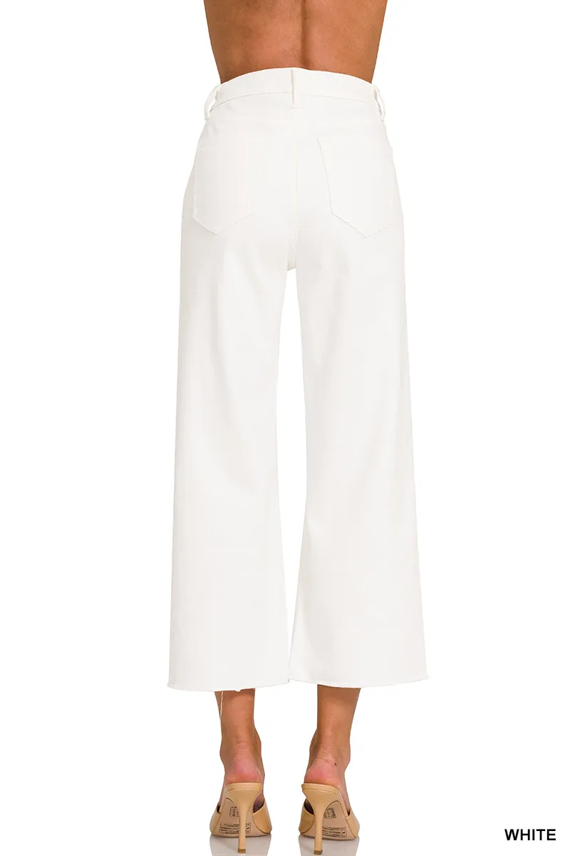 Cropped Wide Leg Jeans in White