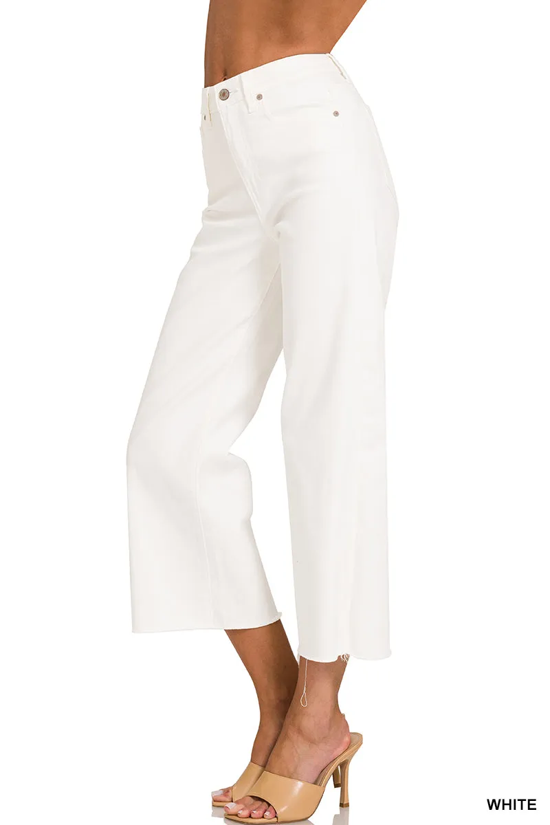 Cropped Wide Leg Jeans in White