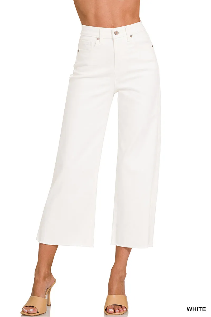 Cropped Wide Leg Jeans in White