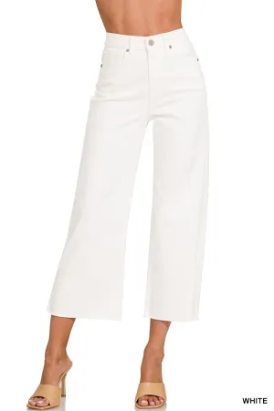 Cropped Wide Leg Jeans in White