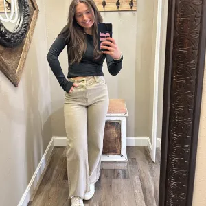Cropped Wide Leg Pant Sand
