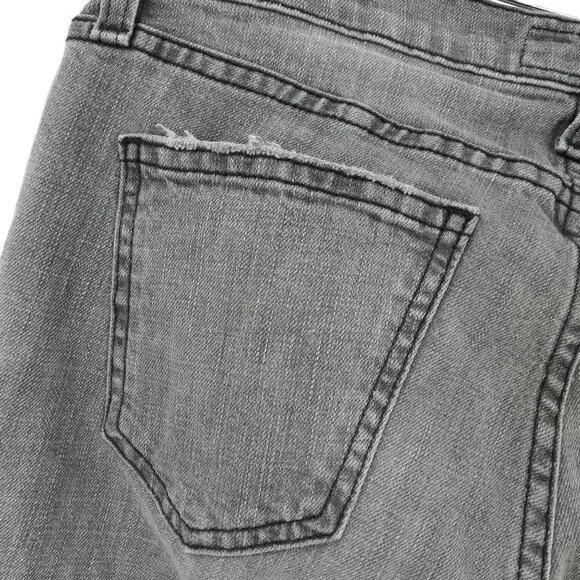 Current Elliott The Cropped Straight Gray Jeans Size 26 Released Raw Hem Frayed