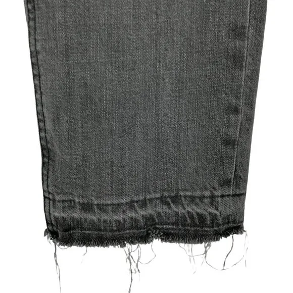 Current Elliott The Cropped Straight Gray Jeans Size 26 Released Raw Hem Frayed