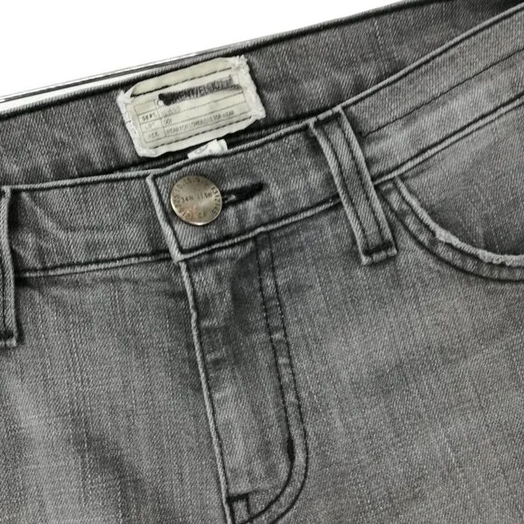 Current Elliott The Cropped Straight Gray Jeans Size 26 Released Raw Hem Frayed