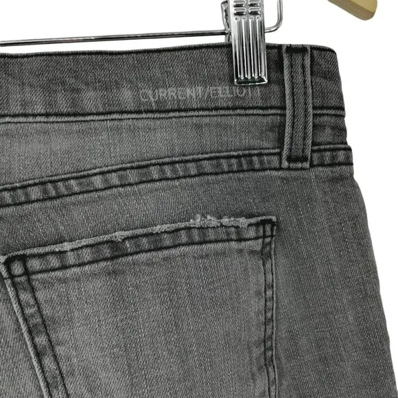Current Elliott The Cropped Straight Gray Jeans Size 26 Released Raw Hem Frayed