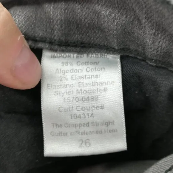 Current Elliott The Cropped Straight Gray Jeans Size 26 Released Raw Hem Frayed