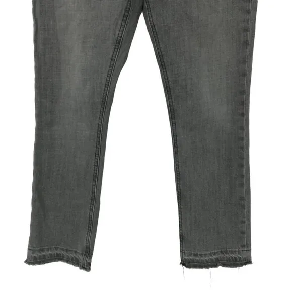 Current Elliott The Cropped Straight Gray Jeans Size 26 Released Raw Hem Frayed