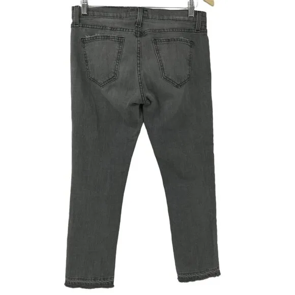 Current Elliott The Cropped Straight Gray Jeans Size 26 Released Raw Hem Frayed