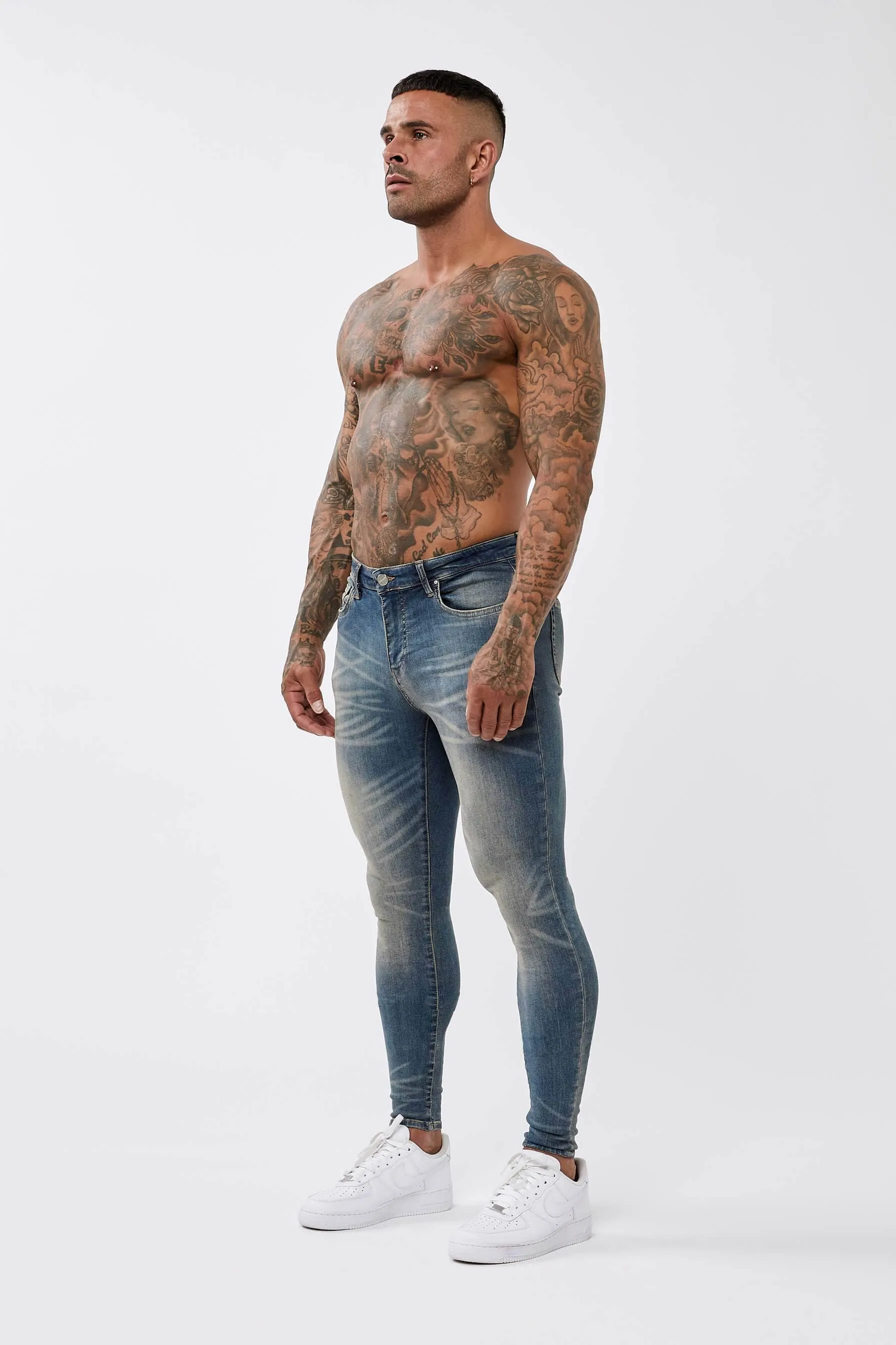 DEEP INDIGO BLUE SPRAY-ON JEANS