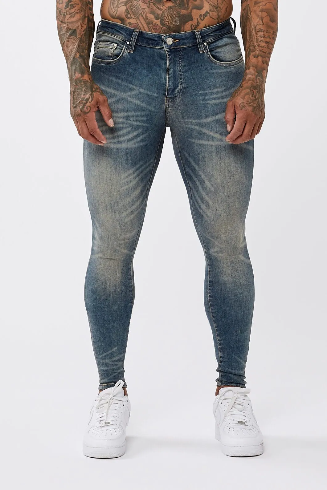 DEEP INDIGO BLUE SPRAY-ON JEANS