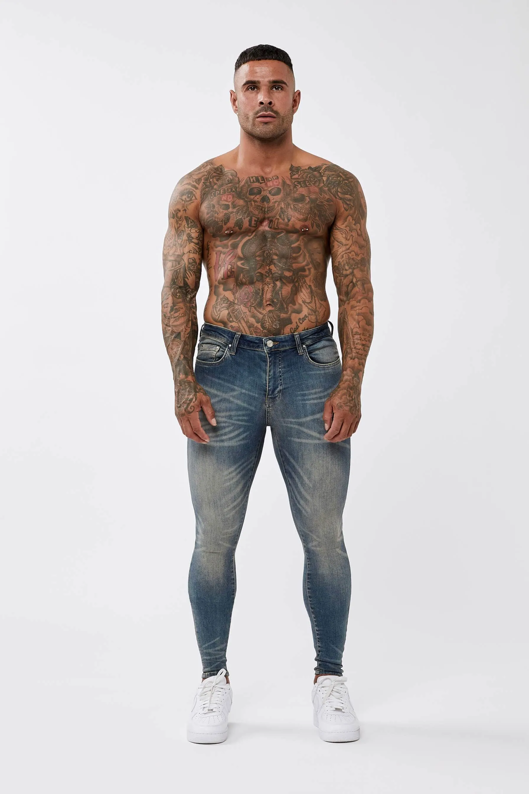 DEEP INDIGO BLUE SPRAY-ON JEANS