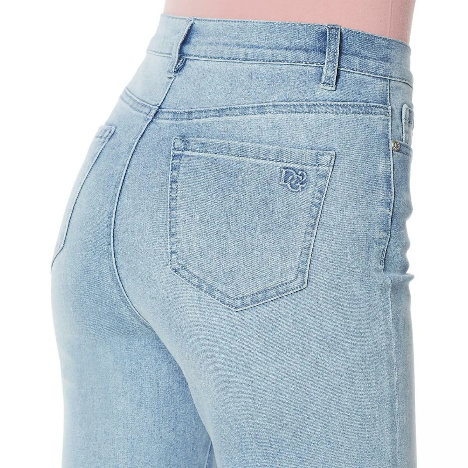 DG2 by Diane Gilman Embellished Fringe Hem Cropped Jeans Chambray 16
