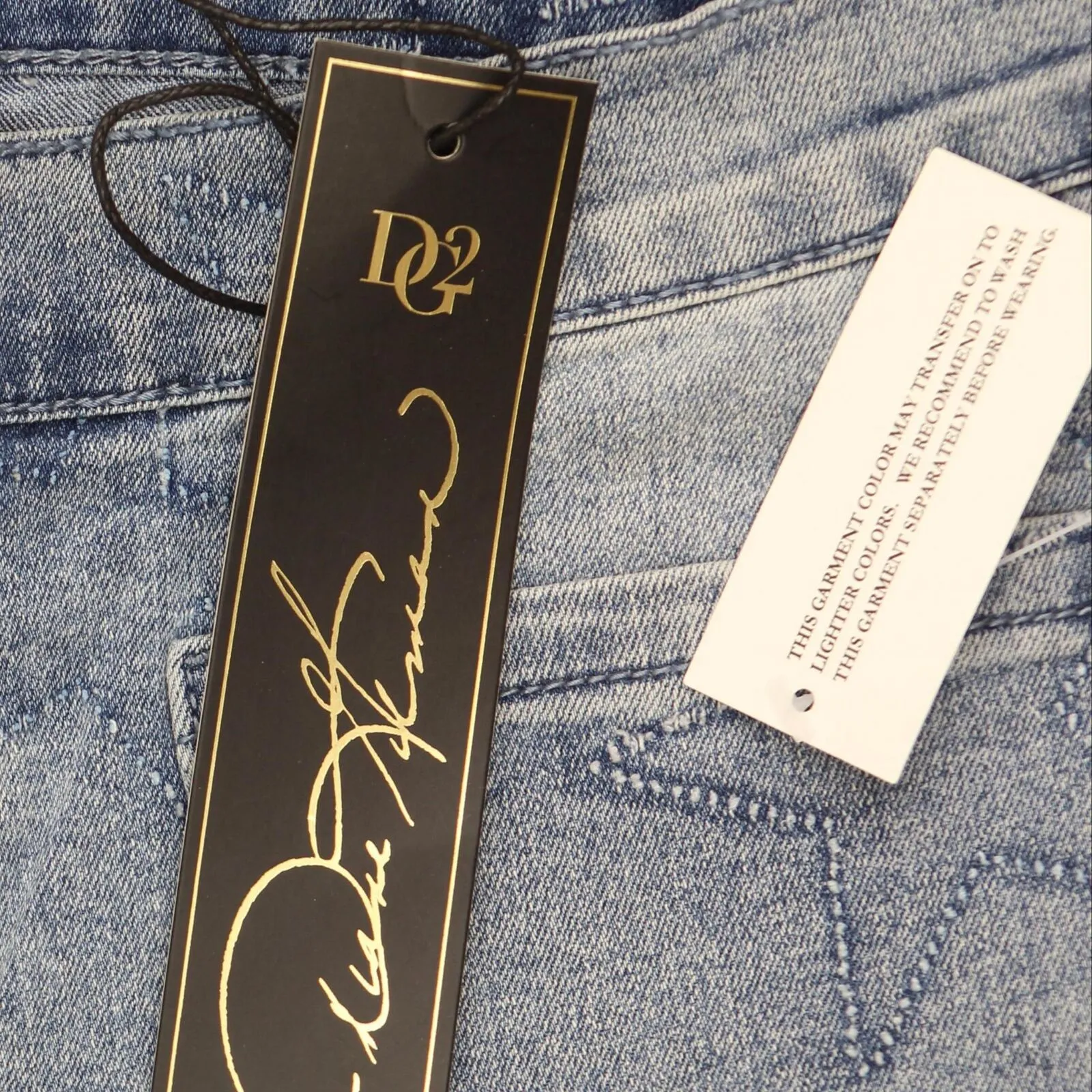 DG2 by Diane Gilman Womens Star Needle Punch Cropped Jeans Chambray Blue 16P