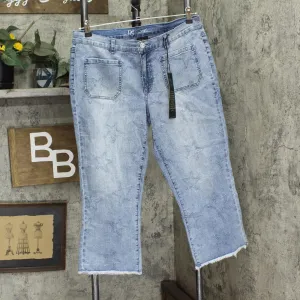 DG2 by Diane Gilman Womens Star Needle Punch Cropped Jeans Chambray Blue 16P