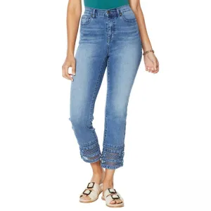 DG2 by Diane Gilman Women's Tall Crochet Lace Cropped Jeans