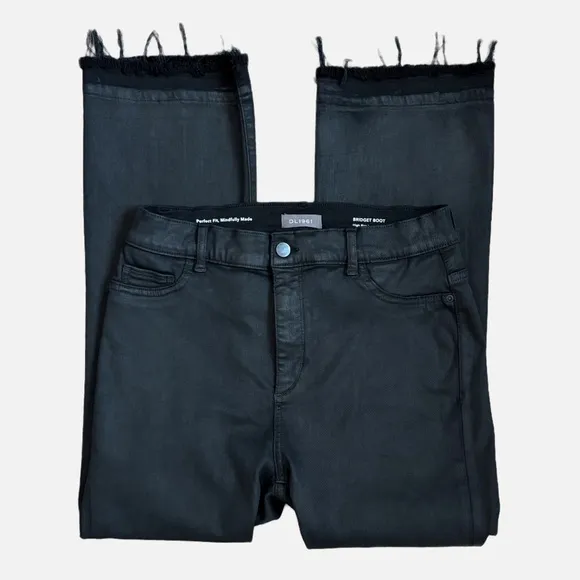 DL1961 Bridget Boot High Rise Instasculpt Crop Coated Jeans Size 31
