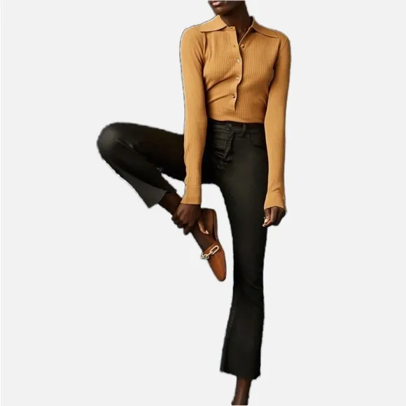DL1961 Bridget Boot High Rise Instasculpt Crop Coated Jeans Size 31