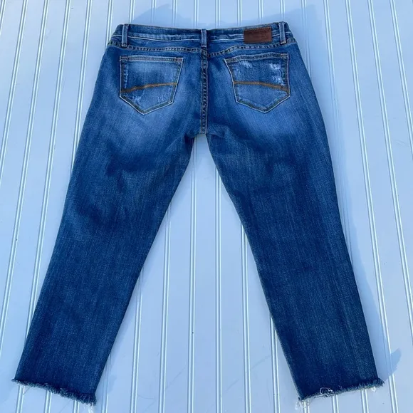 DRIFTWOOD WOMENS CROPPED-PREMIUM DENIM DISTRESSED BLUE JEANS SIZE 30