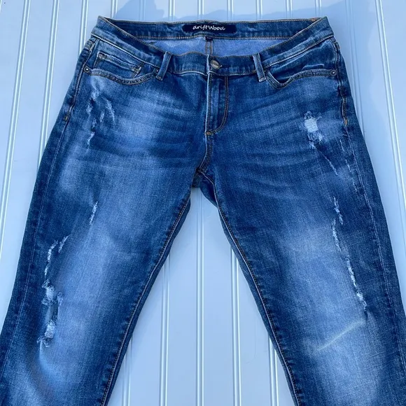 DRIFTWOOD WOMENS CROPPED-PREMIUM DENIM DISTRESSED BLUE JEANS SIZE 30
